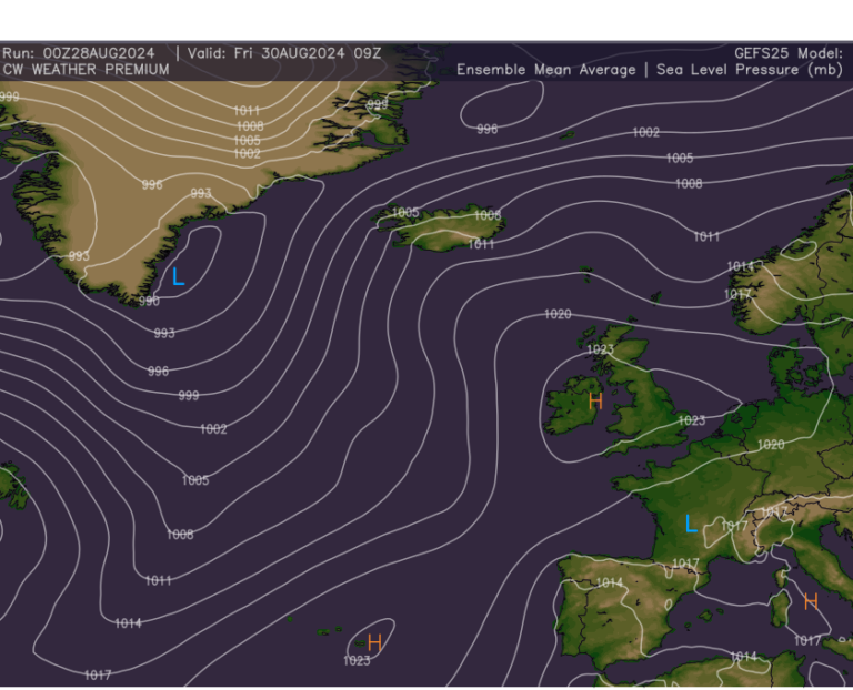 Settled Weekend, Thundery Downpours for the South